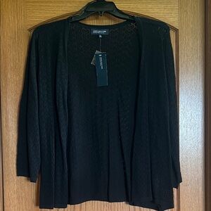 Women’s Jones New York Signature Woman Black Open-Front Cardigan, Size 2X, NWT!